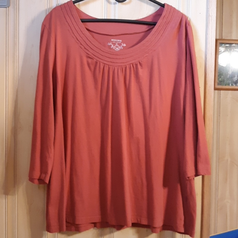 Sonoma woman 2x 3/4 sleeve mauve top